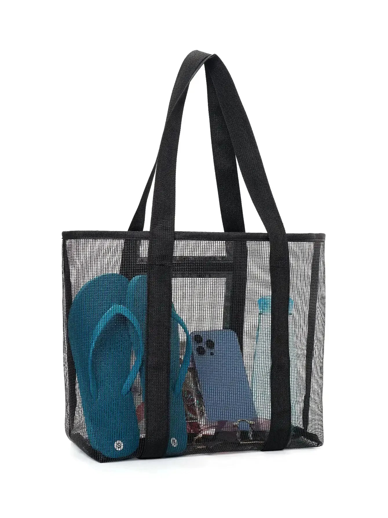 1 pieza de bolso de mano de malla portátil de gran capacidad unisex, bolsa de almacenamiento, bolsa de compras adecuada para viajes al aire libre, almacenamiento deportivo, suministros para el hogar 