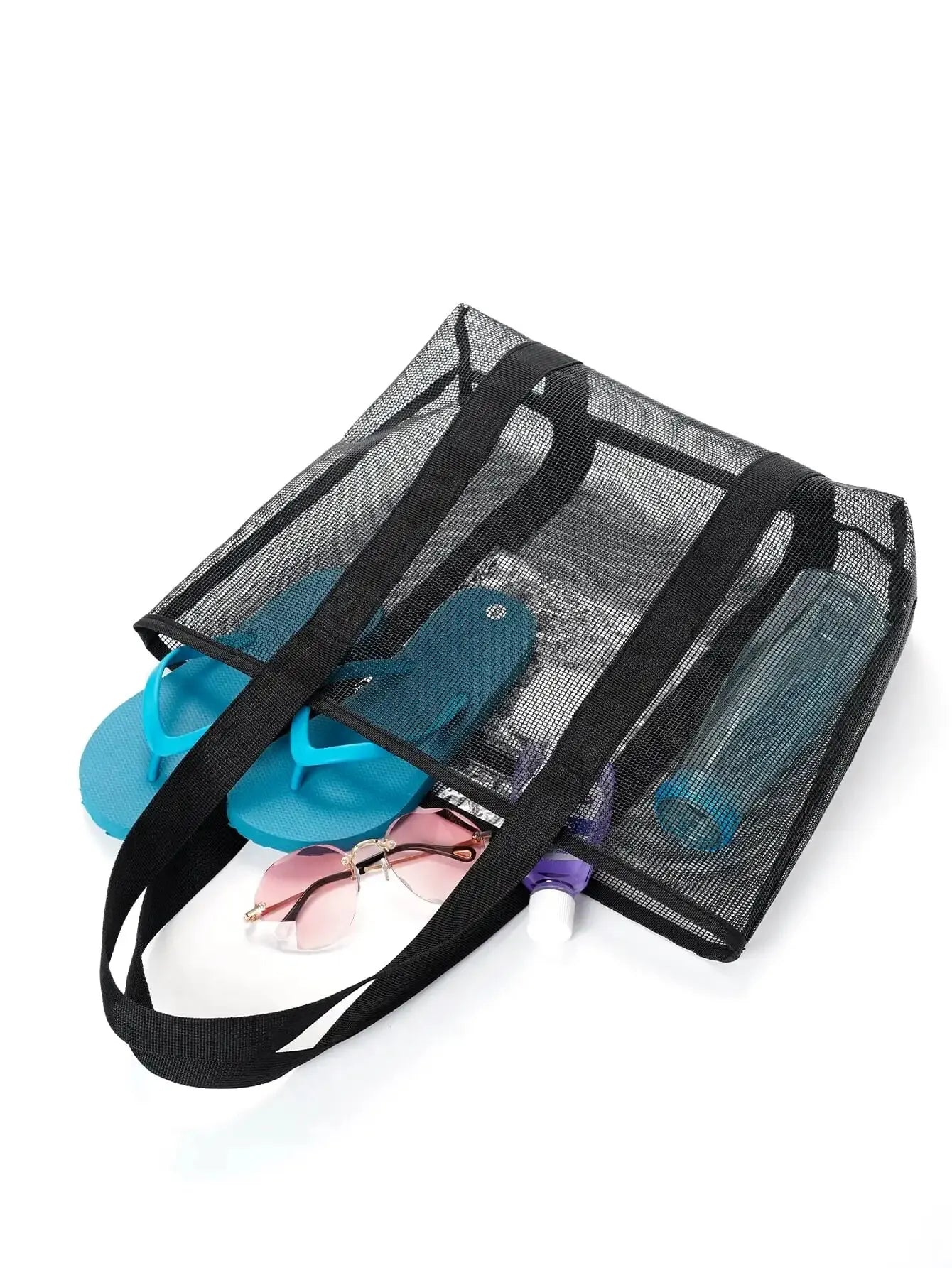 1 pieza de bolso de mano de malla portátil de gran capacidad unisex, bolsa de almacenamiento, bolsa de compras adecuada para viajes al aire libre, almacenamiento deportivo, suministros para el hogar 