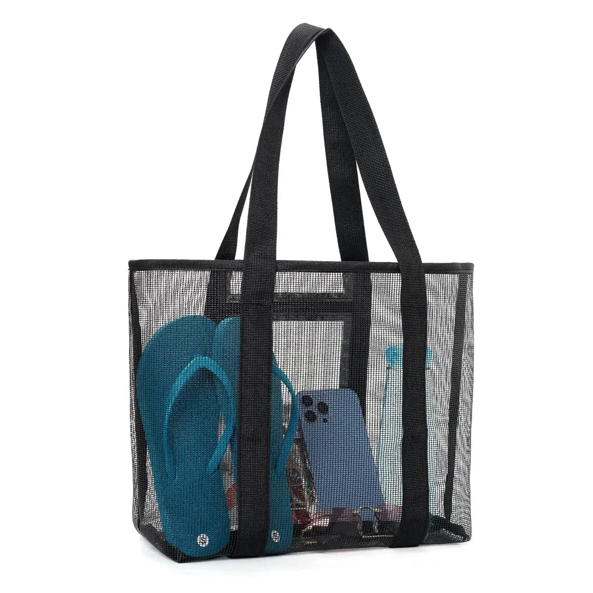 1 pieza de bolso de mano de malla portátil de gran capacidad unisex, bolsa de almacenamiento, bolsa de compras adecuada para viajes al aire libre, almacenamiento deportivo, suministros para el hogar 