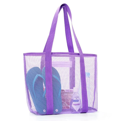 1 pieza de bolso de mano de malla portátil de gran capacidad unisex, bolsa de almacenamiento, bolsa de compras adecuada para viajes al aire libre, almacenamiento deportivo, suministros para el hogar 