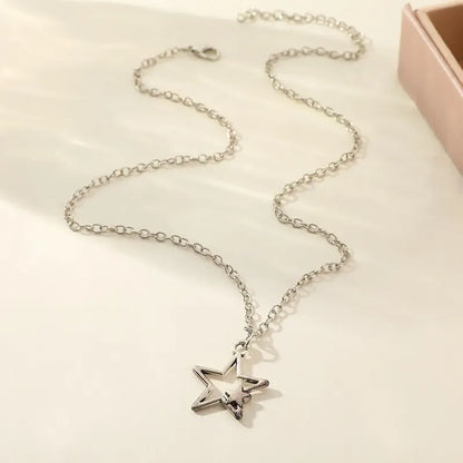 1pcs Vintage Pentagram Necklace Black Rope Necklace Personalized Fashion Alloy Star Pendant Jewelry Party Gift Leedoar