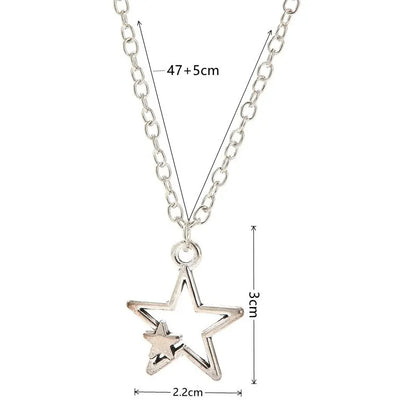 1pcs Vintage Pentagram Necklace Black Rope Necklace Personalized Fashion Alloy Star Pendant Jewelry Party Gift Leedoar