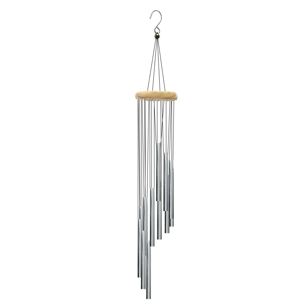 1piece 12 Tubes Aluminum Alloy Wind Chimes with Hook Gold/silver Bells for Outside Home Wedding Party Memorial Decoration Gifts Leedoar