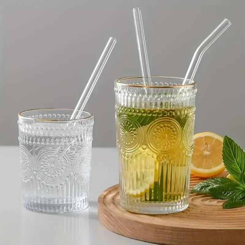 1set Heat Resistant Glass Straws with Brush - Set of 5 - Reusable and Washable,Perfect for Smoothies, Milkshakes, Tea, Juice Leedoar