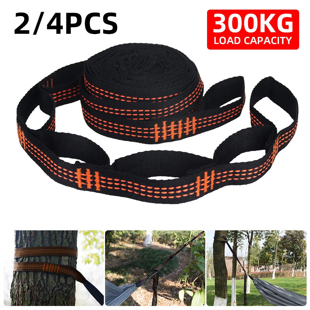 2/4Pcs Hammock Straps Special Reinforced Polyester Straps 5 Ring High Load-Bearing Barbed Black Outdoor Camping Hammock Straps Leedoar