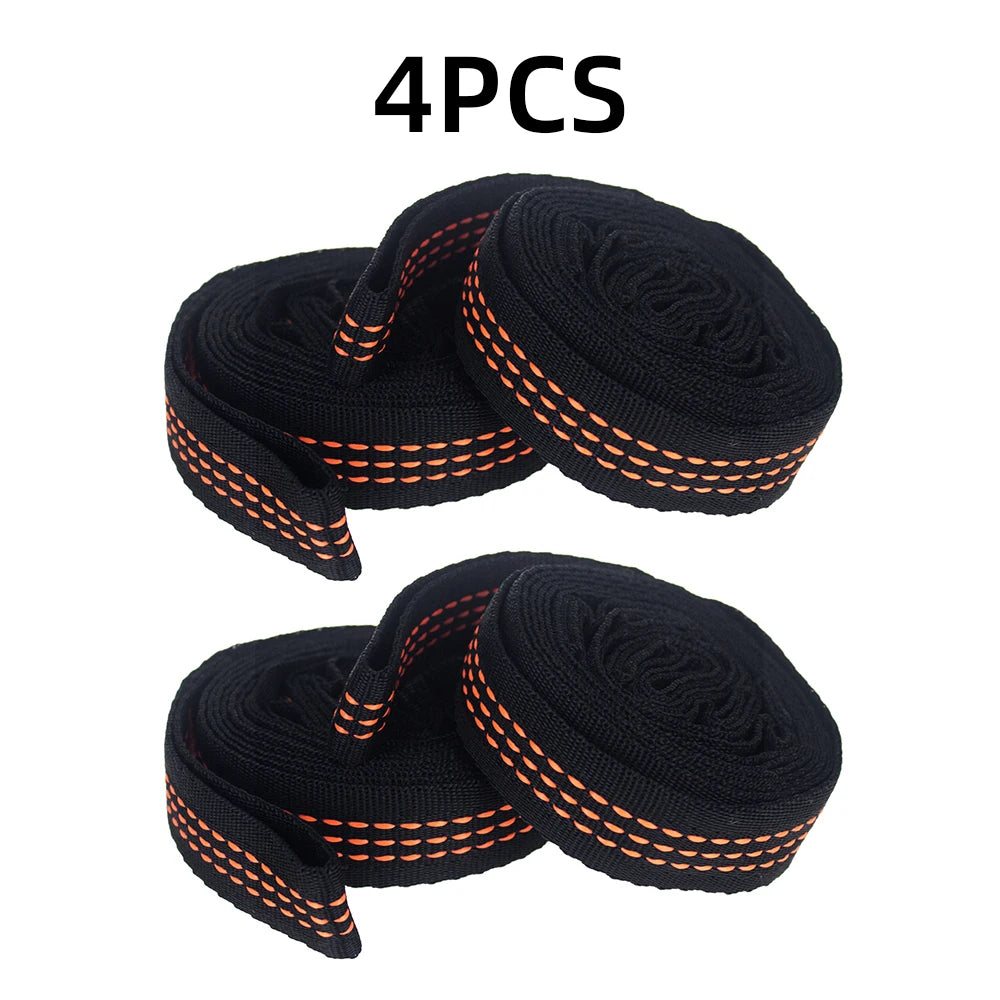 2/4Pcs Hammock Straps Special Reinforced Polyester Straps 5 Ring High Load-Bearing Barbed Black Outdoor Camping Hammock Straps Leedoar