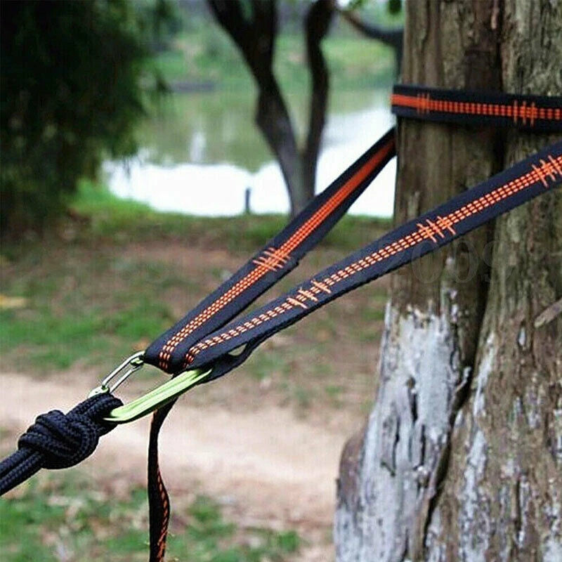 2/4Pcs Hammock Straps Special Reinforced Polyester Straps 5 Ring High Load-Bearing Barbed Black Outdoor Camping Hammock Straps Leedoar