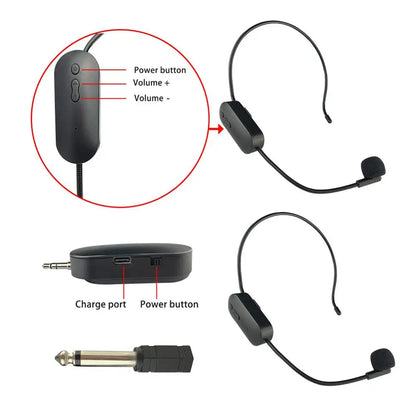 Microfone sem fio 2.4g para áudio compatível com Bluetooth, dispositivo de amplificação de ensino para performance em palco, guitarra, fitness, ioga 