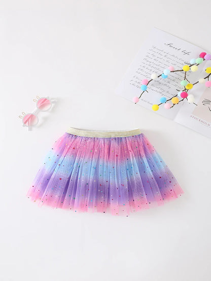 2-8 Years 3 Layers Princess Birthday Party Fluffy Skirts Girls Rainbow Tutu Skirt Dance Party Ballet Tulle Tutu Skirt Leedoar