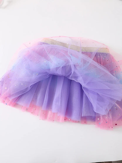 2-8 Years 3 Layers Princess Birthday Party Fluffy Skirts Girls Rainbow Tutu Skirt Dance Party Ballet Tulle Tutu Skirt Leedoar