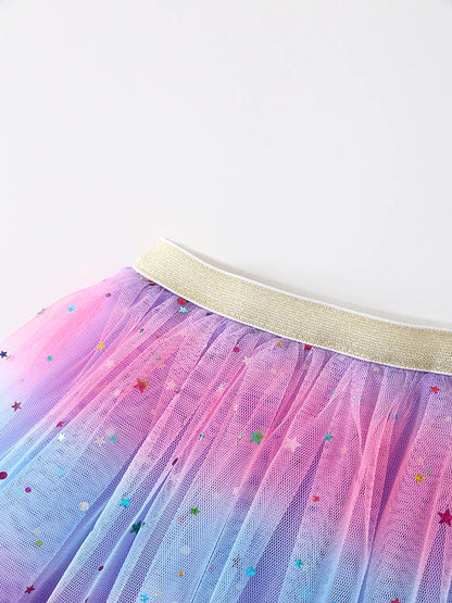 2-8 Years 3 Layers Princess Birthday Party Fluffy Skirts Girls Rainbow Tutu Skirt Dance Party Ballet Tulle Tutu Skirt Leedoar