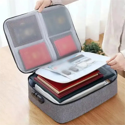 2 Layers Document Storage Bag Multifunctional Waterproof File Organizer Large Capacity Storage Bag With Password Lock Leedoar