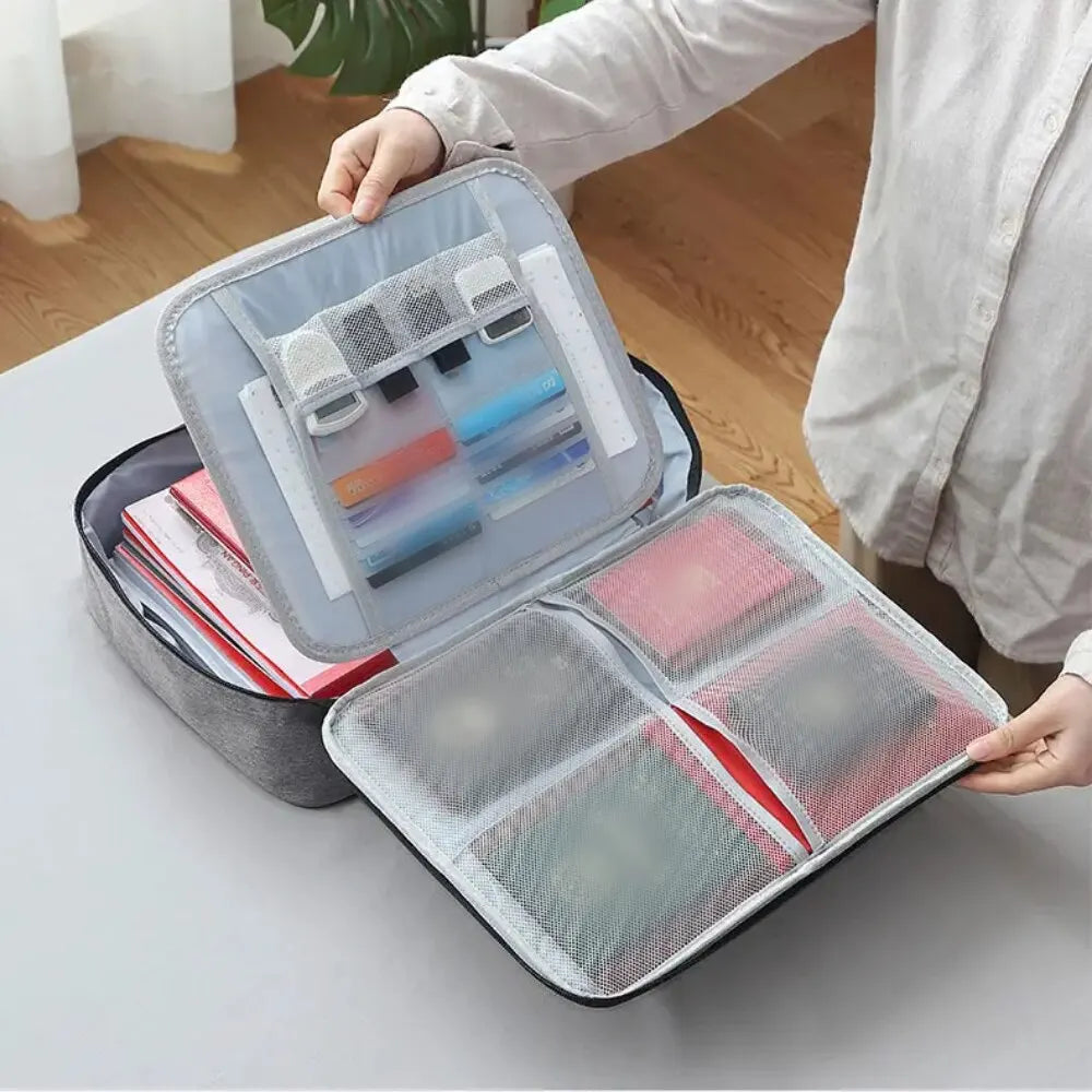 2 Layers Document Storage Bag Multifunctional Waterproof File Organizer Large Capacity Storage Bag With Password Lock Leedoar