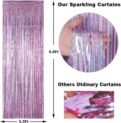 2 Meters Party Backdrop Curtains Glitter Gold Tinsel Fringe Foil Curtain Birthday Wedding Decoration Adult Anniversary Decor Leedoar