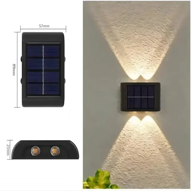 2 PCS 4LED Beads Up and Down Light Solar Powered Waterproof Wall Light for Courtyard Garden Carport Leedoar