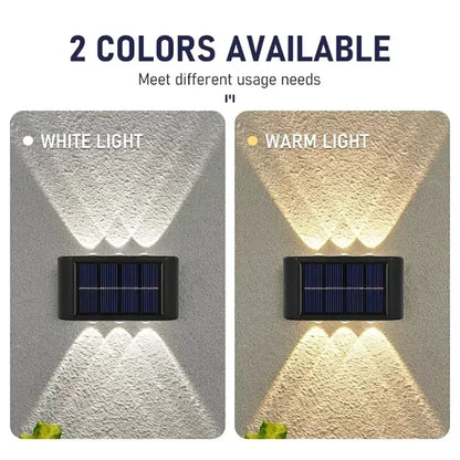 2 PCS 4LED Beads Up and Down Light Solar Powered Waterproof Wall Light for Courtyard Garden Carport Leedoar