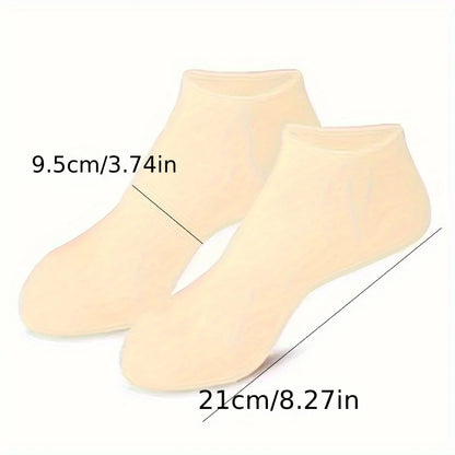 Paquete de 2 calcetines hidratantes de silicona para pies agrietados, calcetines de tratamiento de spa para pies, calcetines de gel hidratante 