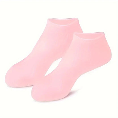 Paquete de 2 calcetines hidratantes de silicona para pies agrietados, calcetines de tratamiento de spa para pies, calcetines de gel hidratante 