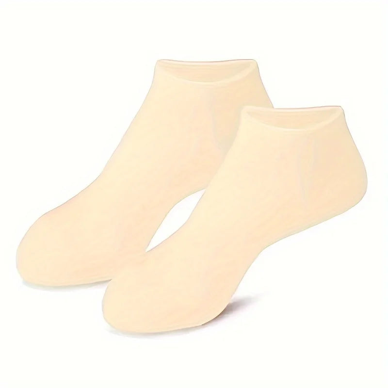 Paquete de 2 calcetines hidratantes de silicona para pies agrietados, calcetines de tratamiento de spa para pies, calcetines de gel hidratante 