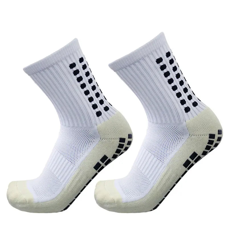 2 Pairs Set Men Grip Soccer Socks and Calf Sleeves Adult Youth Non Slip Leg Cover Guards for Basketball Football Sports Socks Leedoar