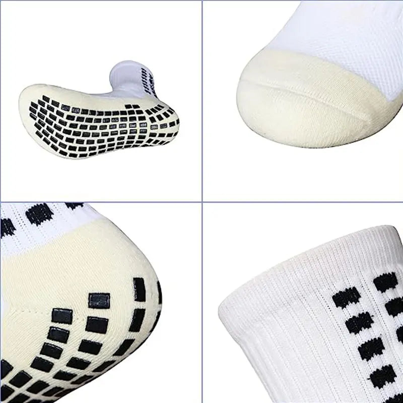 2 Pairs Set Men Grip Soccer Socks and Calf Sleeves Adult Youth Non Slip Leg Cover Guards for Basketball Football Sports Socks Leedoar