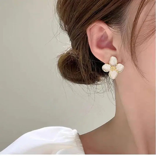 1 Pair of Flower Earrings Stud Set Pink White Flowers Women Earring Post Spring Summer New Trendy Girls Cute Jewelrys