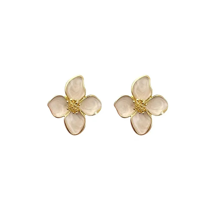 1 Pair of Flower Earrings Stud Set Pink White Flowers Women Earring Post Spring Summer New Trendy Girls Cute Jewelrys Leedoar