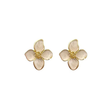 1 Pair of Flower Earrings Stud Set Pink White Flowers Women Earring Post Spring Summer New Trendy Girls Cute Jewelrys Leedoar