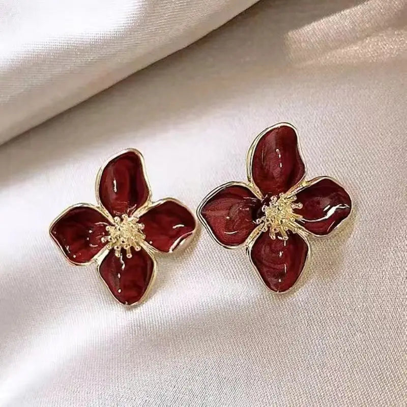 1 Pair of Flower Earrings Stud Set Pink White Flowers Women Earring Post Spring Summer New Trendy Girls Cute Jewelrys Leedoar