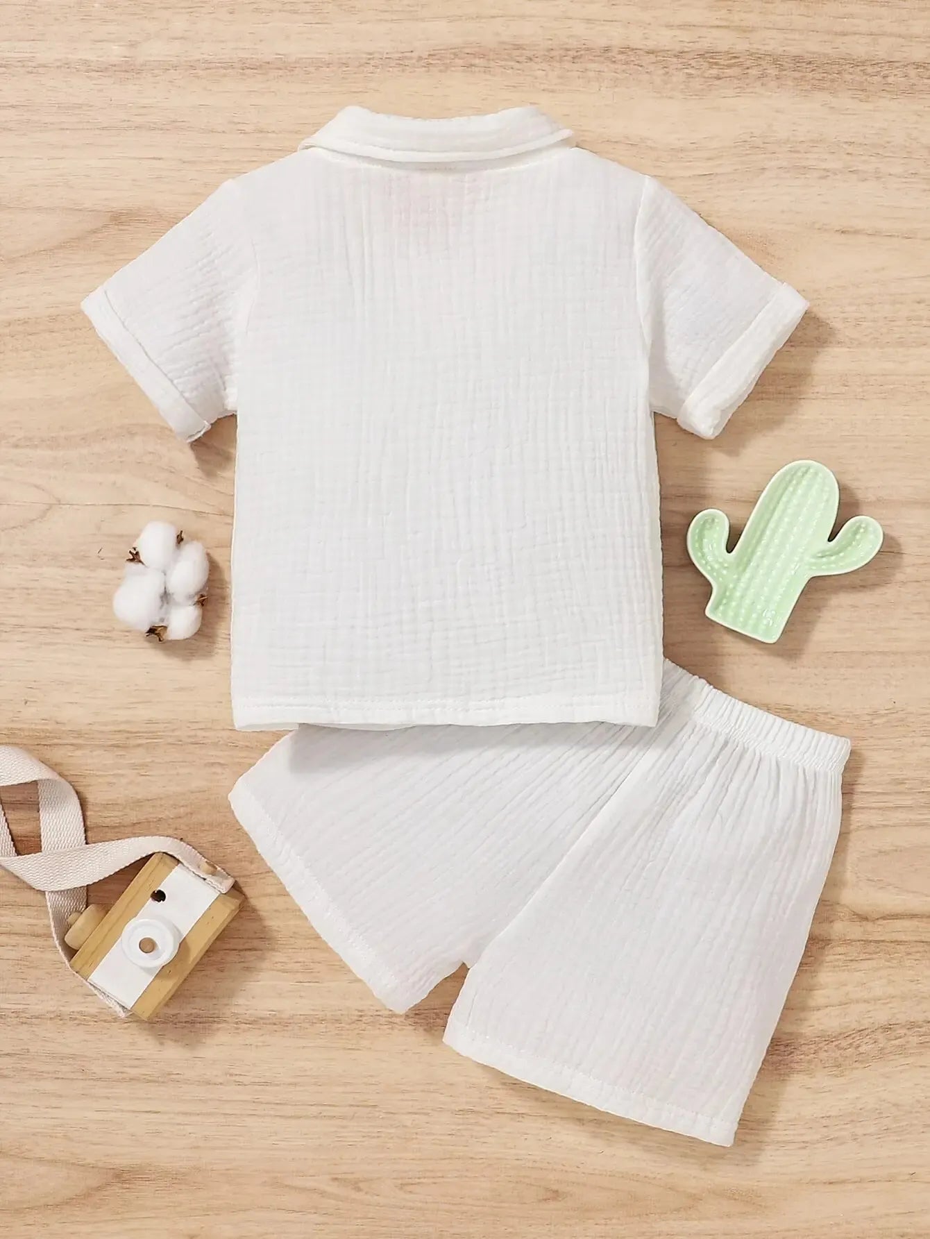 2-Piece Baby Boy Summer Cute Sports Comfortable Breathable Solid Color Casual Shirt Fashion Cotton Shorts Baby Girl Set Leedoar