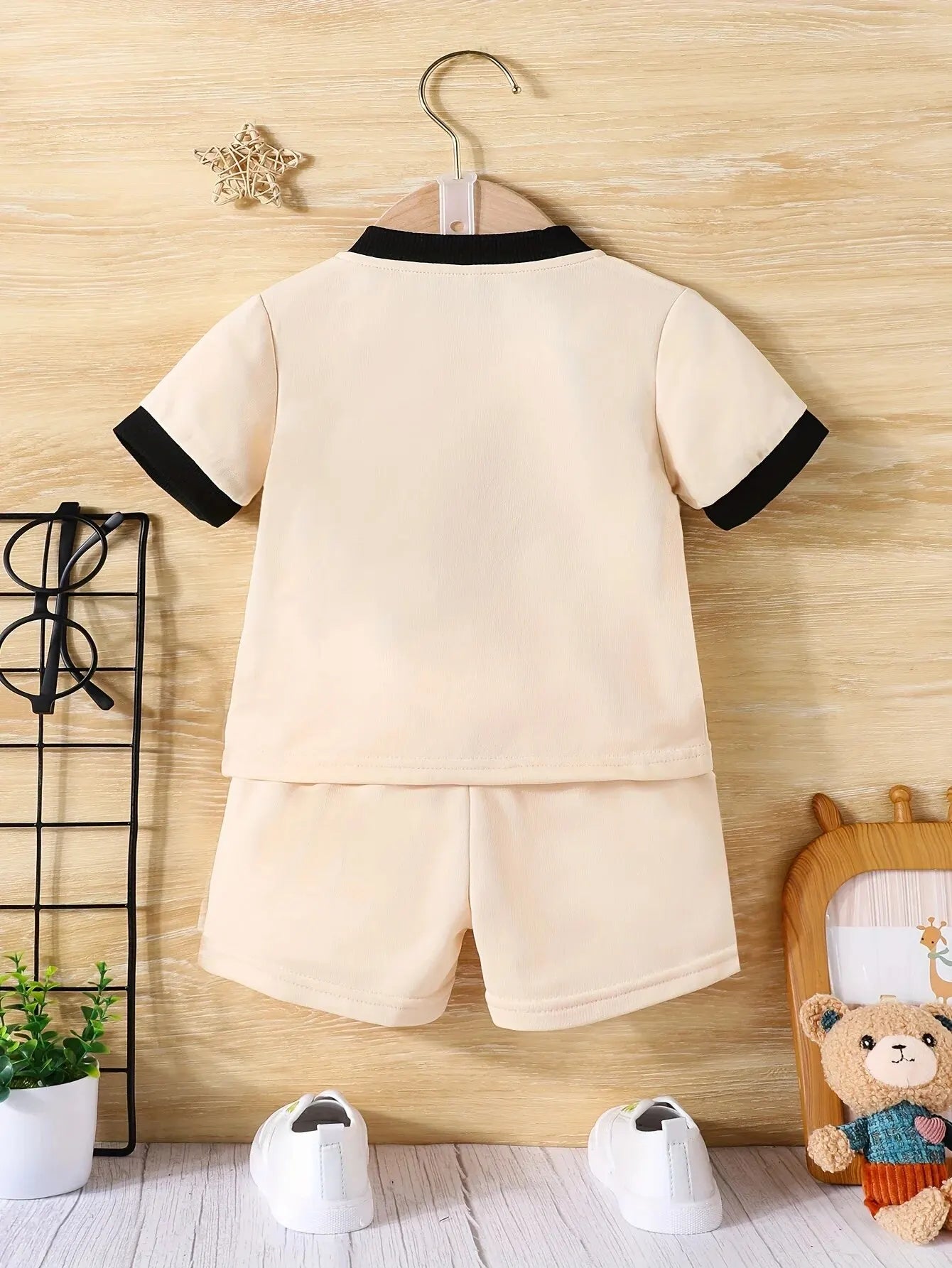 2-Piece Summer Baby Boy Trend Short-Sleeved Baseball Jacket Cardigan + Casual Shorts Outdoor Sports Comfortable Fashion Suit Leedoar