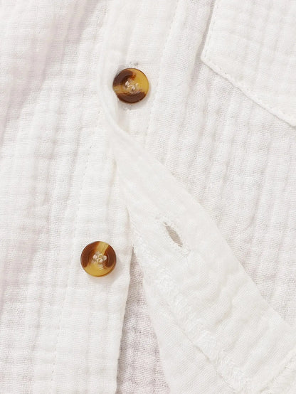 2-Piece Summer Solid Color Casual Shirt for Boys and Girls Fresh and Comfortable Cotton Shorts Set Leedoar