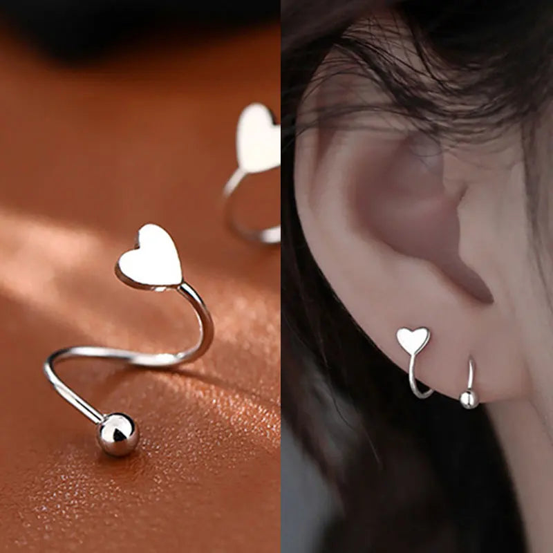 2 peças de aço inoxidável piercing parafuso bola estrela orelha osso rotativo linha onda mini studs mulheres brincos incomuns ajustável 