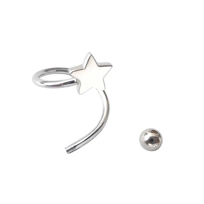 2 peças de aço inoxidável piercing parafuso bola estrela orelha osso rotativo linha onda mini studs mulheres brincos incomuns ajustável 