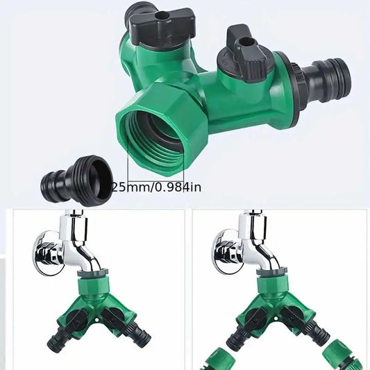 2 Way Garden Hose Splitter Garden Hose Connector with Faucet Watering Shut Off for Landscaping Flower Planting Irrigation Leedoar