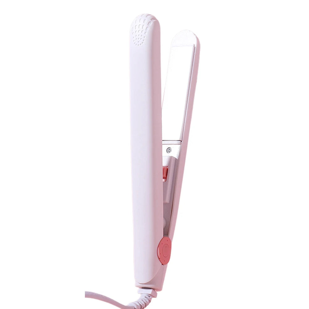 2-in-1 Ceramic Mini Hair Curler Portable Straightener Tourmaline Iron Heating Curling Straight Dual-purpose for Women Leedoar