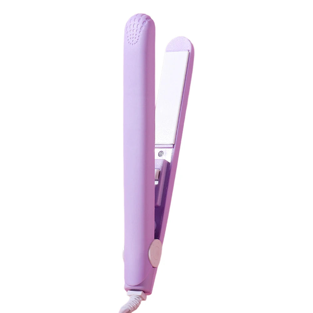 2-in-1 Ceramic Mini Hair Curler Portable Straightener Tourmaline Iron Heating Curling Straight Dual-purpose for Women Leedoar