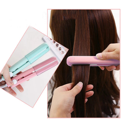 2-in-1 Ceramic Mini Hair Curler Portable Straightener Tourmaline Iron Heating Curling Straight Dual-purpose for Women Leedoar