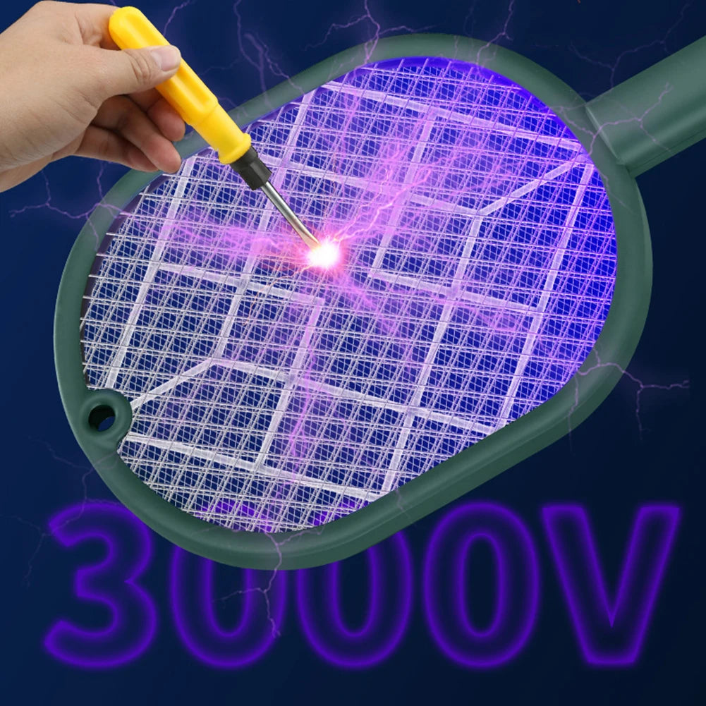 2-in-1 Electric Mosquito Swatter Mosquito Killer USB Rechargeable Angle Adjustable Electric Bug Zapper Fly Bat Insect Swatter Leedoar