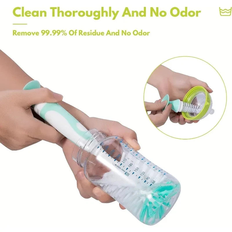 2-in-1 Nylon Bottle & Cup Cleaning Brush, Suction Cup, Feeding Type, Cleaning Tool Set Leedoar