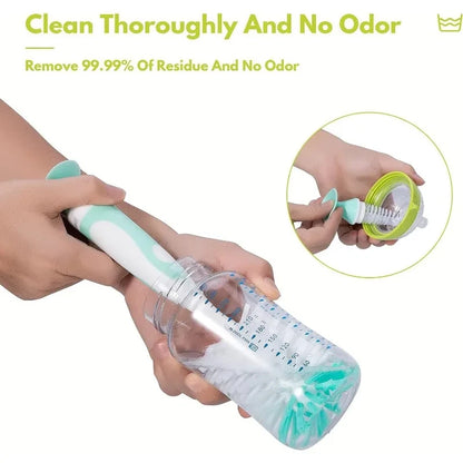 2-in-1 Nylon Bottle & Cup Cleaning Brush, Suction Cup, Feeding Type, Cleaning Tool Set Leedoar