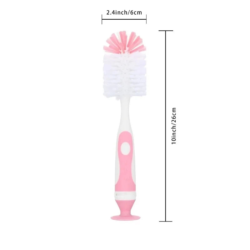 2-in-1 Nylon Bottle & Cup Cleaning Brush, Suction Cup, Feeding Type, Cleaning Tool Set Leedoar
