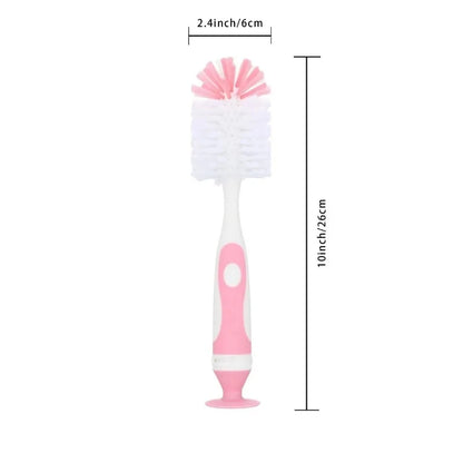 2-in-1 Nylon Bottle & Cup Cleaning Brush, Suction Cup, Feeding Type, Cleaning Tool Set Leedoar
