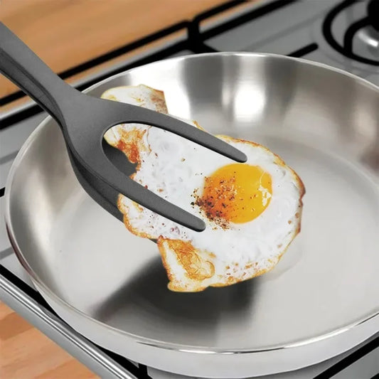 Pinzas de nailon 2 en 1 con forma de espátula para huevos, pinzas para espátula para carne, pinzas para panqueques, accesorios de cocina, artículos de cocina 