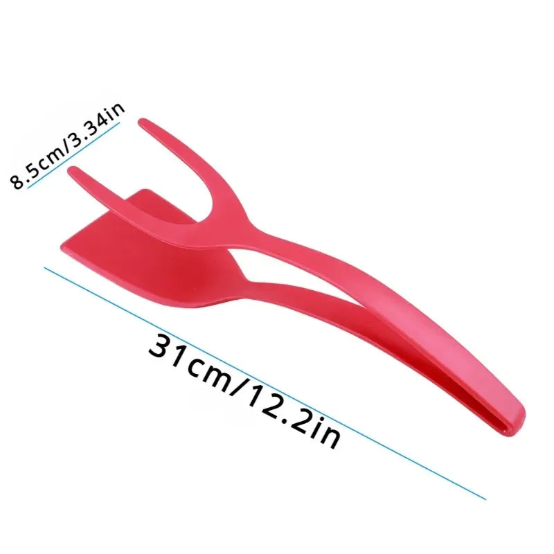 2 in 1 Nylon Grip Flip Tongs Egg Spatula Tongs Steak Spatula Tongs Clamp Pancake Fried Turners Kitchen Accessories Kitchen Items Leedoar