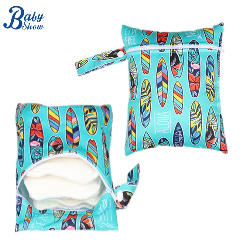 20*25cm Baby Diapers Bag Waterproof PUL Dry Wet Nappy Bag Travel Outdoor Diaper Carry Pack with Zipper Stroller Pocket Handbag Leedoar