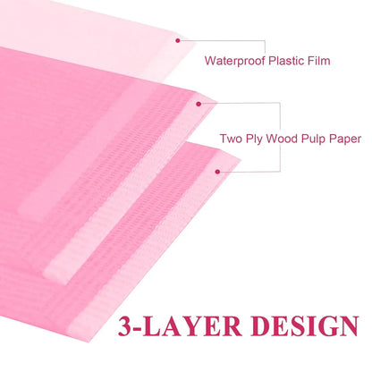 20 piezas de manteles desechables para mesa de uñas, baberos dentales morados, baberos de dentista de 3 capas, cubiertas de bandeja desechables de 13" x 18", almohadilla para uñas 
