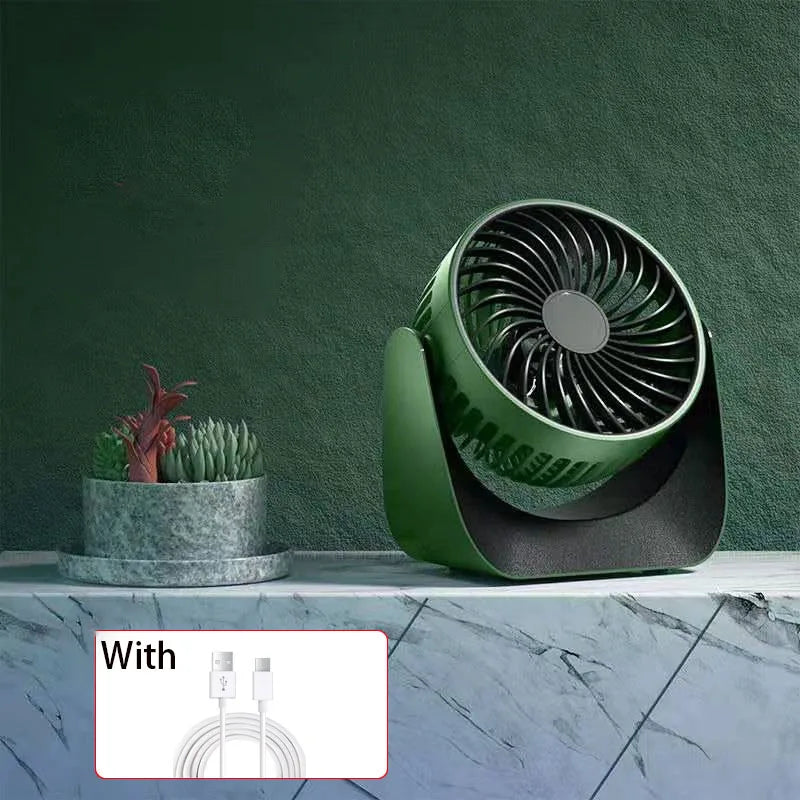 2000mAh Rechargeable Portable Electric Fan 360° Rotation 3-speed Wind Desktop Silent Air Cooling for Bedroom Office Leedoar