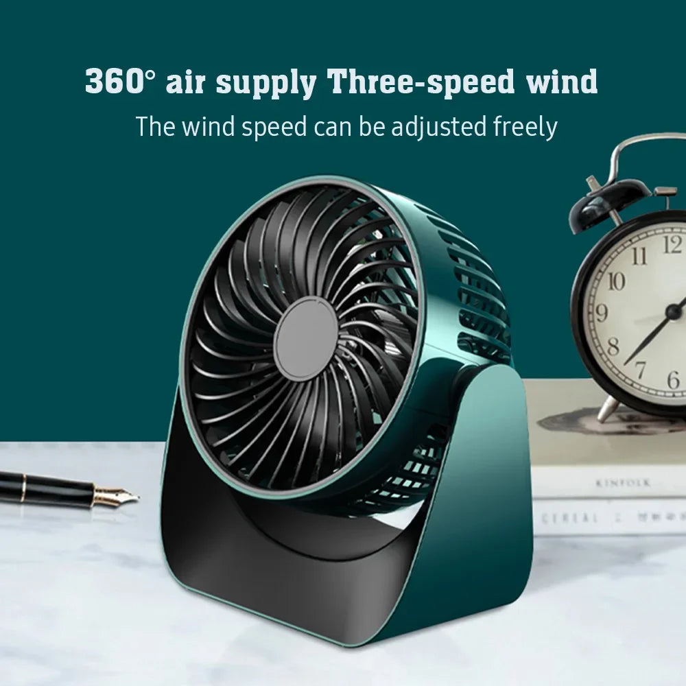 2000mAh Rechargeable Portable Electric Fan 360° Rotation 3-speed Wind Desktop Silent Air Cooling for Bedroom Office Leedoar