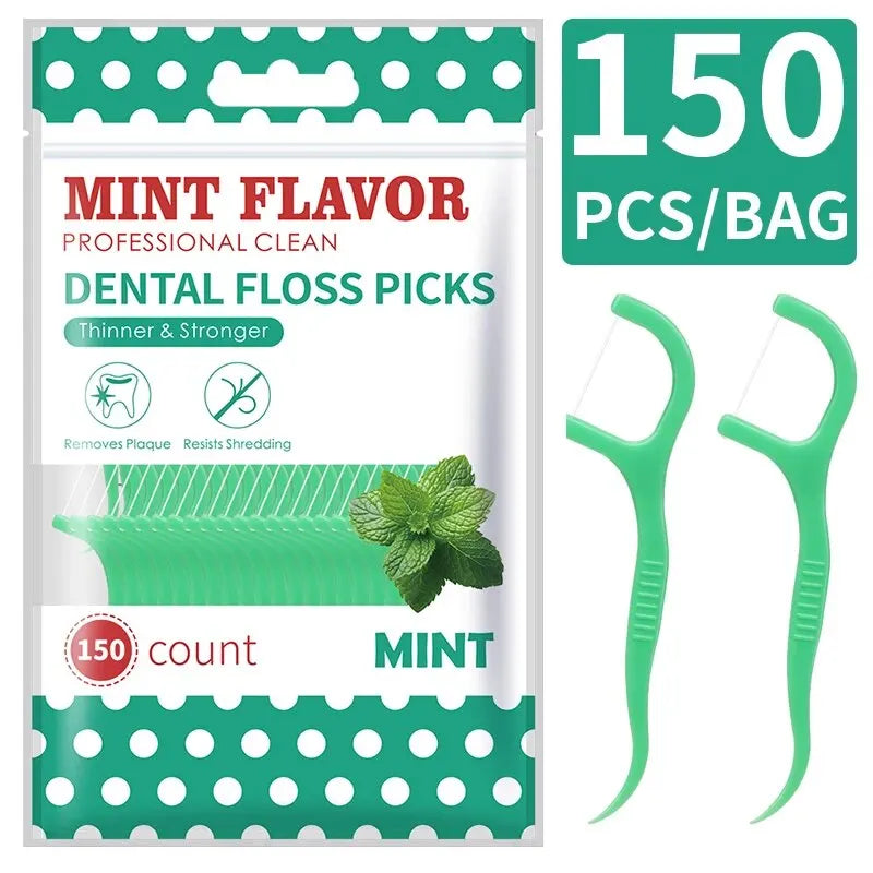 200pcs Dental Floss and Plastic Toothpicks for One-time Cleaning of Dental Gaps-Oral Care Leedoar